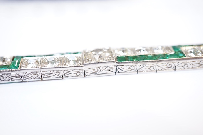 An Art Deco emerald and diamond bracelet, 1920s